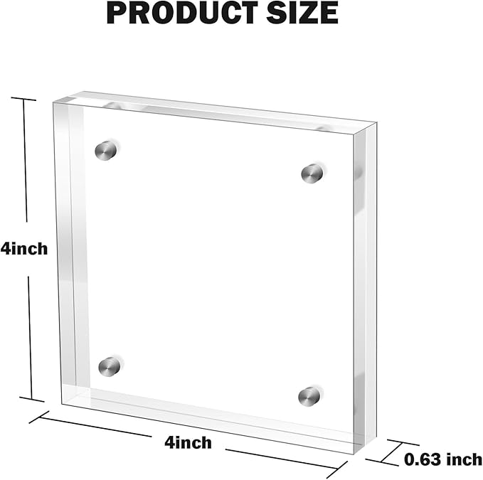 Small 4×4 Inches Acrylic Picture Frame, Double Sided Frameless Photo Frame - Image 2