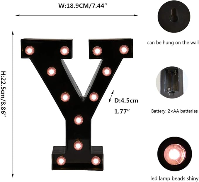 OYCBUZO Light Up Black Alphabet Marquee Letters Sign LED Marquee Number Lights - Image 5