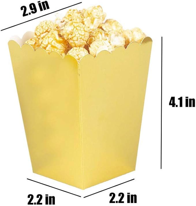Gold Popcorn Boxes Mini Pack of 24, Paper Popcorn Container - Image 2