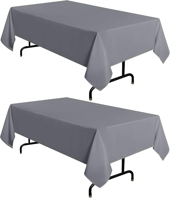 sancua 2 Pack Light Grey Tablecloth 60 x 84 Inch, Rectangle 4 Feet Table Cloth by sancua