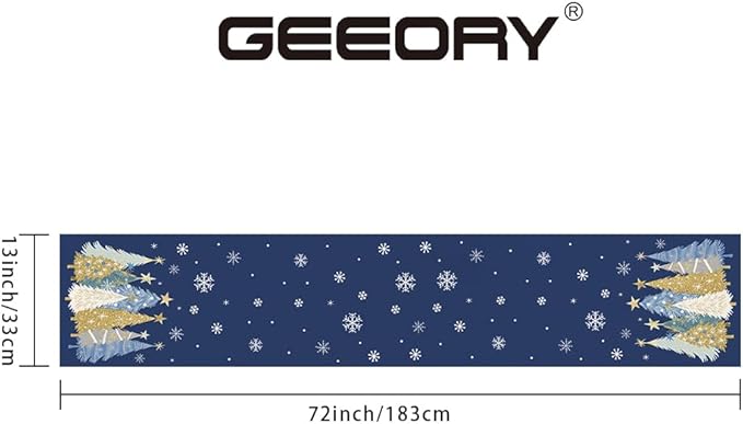 GEEORY Christmas Table Runner 13x72 Inch, Xmas Trees Snowflakes Holiday - Image 6