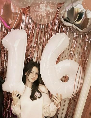 40 Inch White Mylar Foil Number 6 Birthday Balloon, Digital Balloons - Image 5