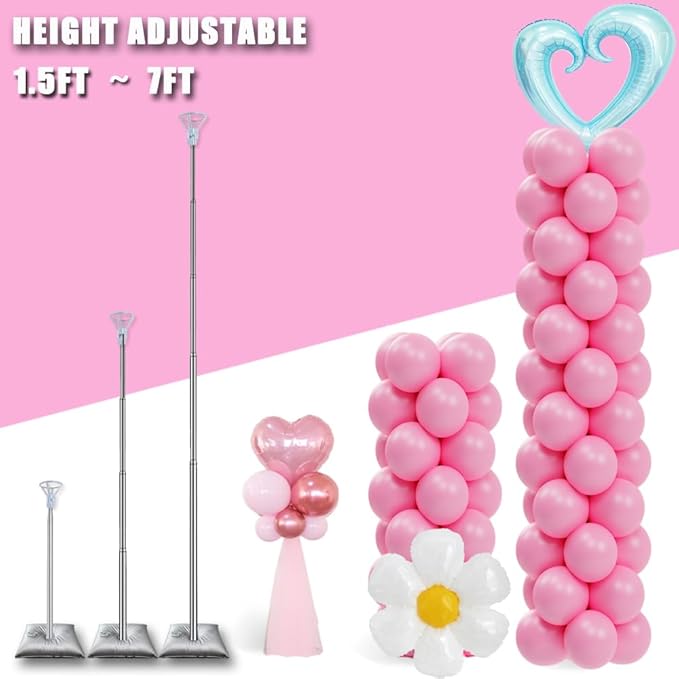 Balloon Column Stand Set of 2, Adjustable 7 Feet Ballon Arch Stands - Image 3