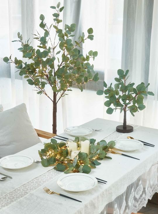 Hairui Lighted Artificial Eucalyptus Garland 6FT 96 LED Battery Operated Faux - Image 7