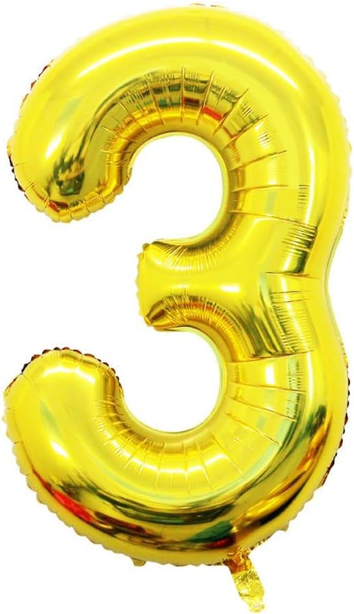 GOER Gold Foil Balloons Number 3, Huge Number Balloons - Image 4