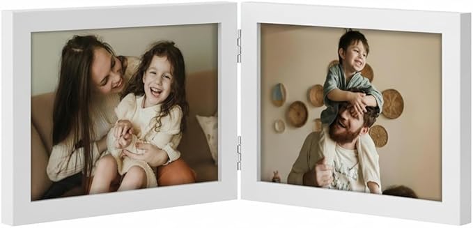 decorUhome Double 7x5 Picture Frame Horizontal, Engineered Wood Bifold Photo by decorUhome