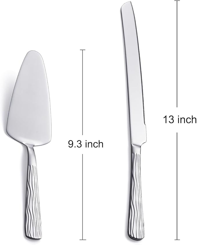 Silver Cake Cutter Set, Stainless Steel Cake Cutting Set Include Cake Knife and - Image 2