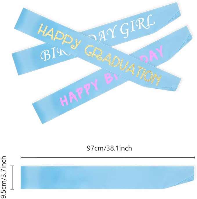 8-Pcs Light Blue Satin Bride's Sashes, Diy Sash Collection - Image 2