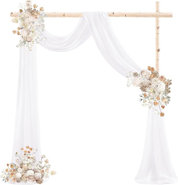 White Wedding Arch Draping Fabric 2 Panels 29" x 20 FT White Drapes - Image 5