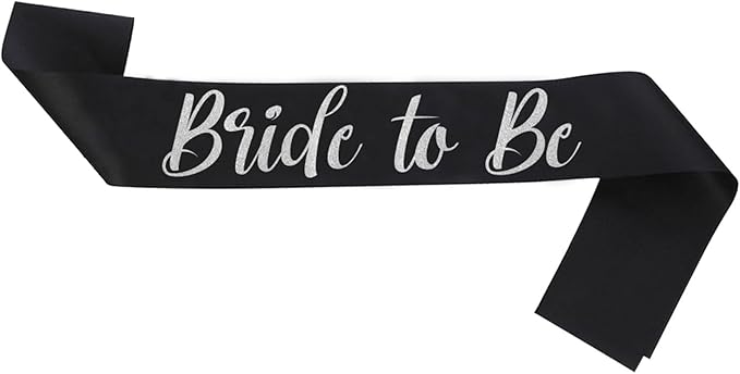 Silver and Black Bride Sash, Bride Sash Bachelorette Party Bridal Shower Sashes - Image 6