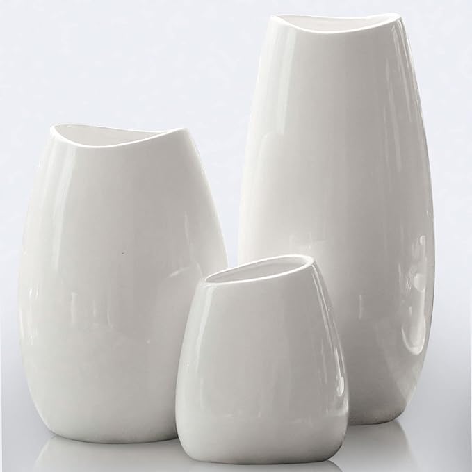 hjn Ceramic Vase Set of 3 White Flower Vase by hjn