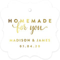 Andaz Press Personalized Fancy Frame Square Wedding Gift Tags, Metallic Gold Ink by AndazPress
