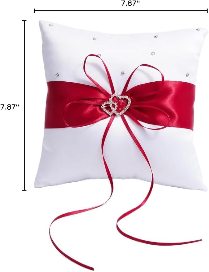 QIRMIZI Ring Pillow, Pearls Ring Cushion, Ring Bearer Holder - Image 7