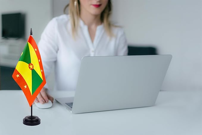 WXTWK 2 Pack Grenada Flag Grenada Deluxe Desk Flag Set - Image 6