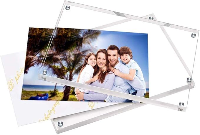 HELPLEX Acrylic Frame, 5 Pack 4x4 Inch Picture Frames, 20mm Thicker Frameless - Image 7