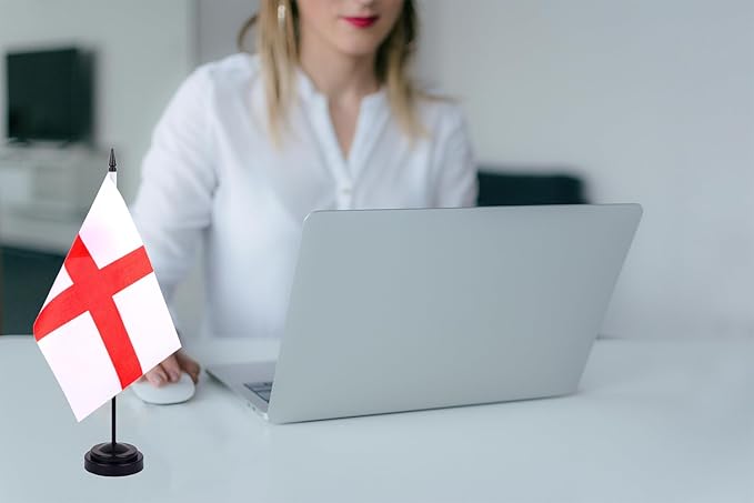 WXTWK 2 Pack England Flag England Deluxe Desk Flag Set - Image 6