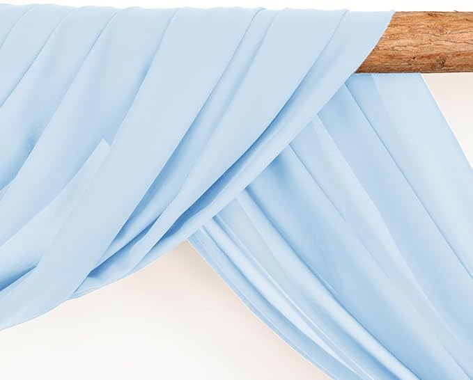Wedding Arch Draping Fabric 1 Panel 30'' x 18FT Baby Blue Sheer Chiffon Arch - Image 3
