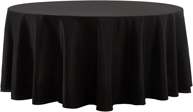 Round Tablecloth 120 Inch Black Tablecloths Washable Decorative Linen Polyester by AOCOZHomeLifeMuseum