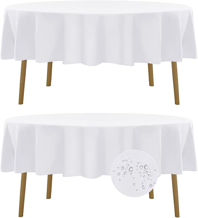 Fokitut 2 Pack Waterproof Round Tablecloth, 70 Inch, Stain Resistant and by BalsaCircle