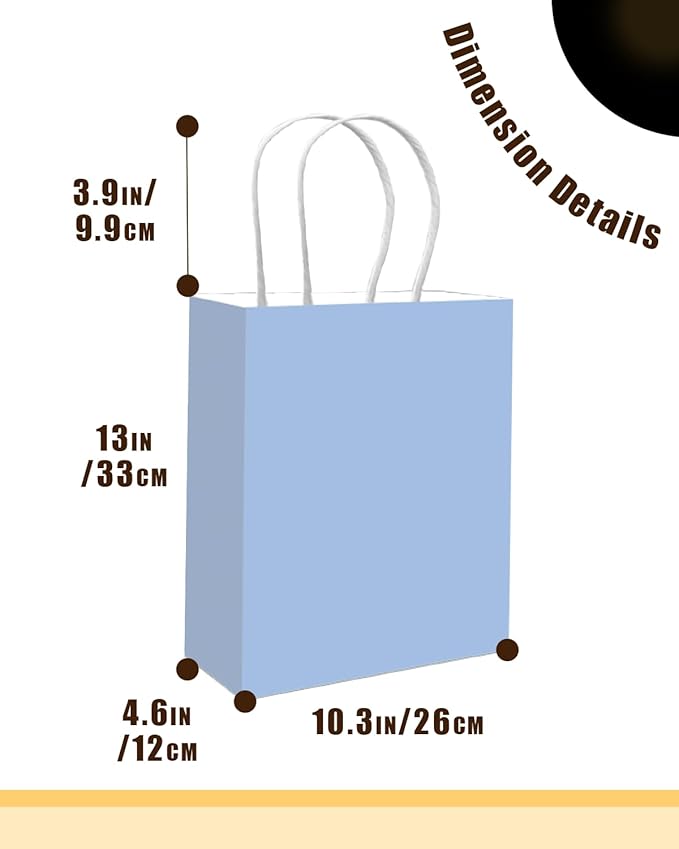 qiqee 50-Packs Light Blue Paper Gift Bags - Image 4