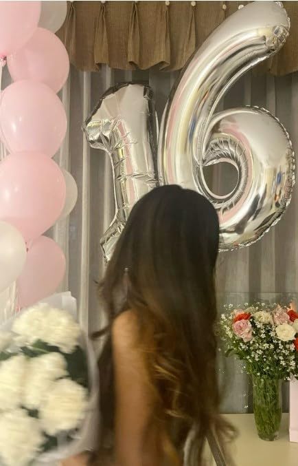 40 Inch Silver Mylar Foil Number 6 Birthday Balloon, Digital Balloons - Image 6