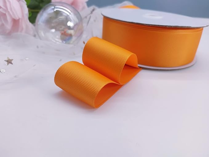 One Roll 50 Yards Soild Orange Grosgrain Ribbon 1 1/2 inch Flower Bouquets - Image 4