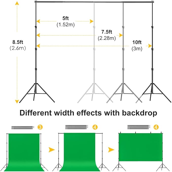 Backdrop Stand for Parties, 8.5x10ft Adjustable Background Support System for - Image 2