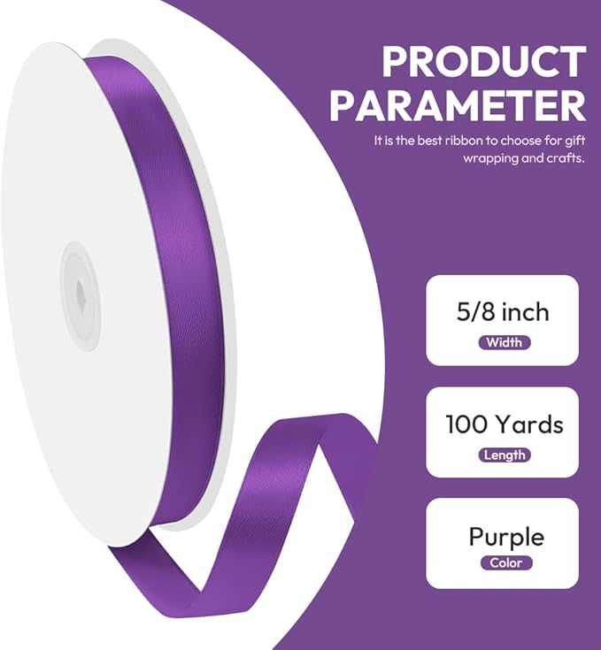 5/8" x 100 Yards Satin Ribbon - Image 2