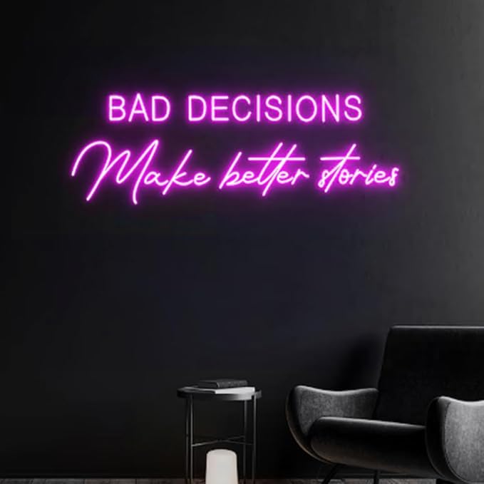 Bad Decisions Make Good Stories Neon Sign, Positive Quotes LED Neon Light - Image 5
