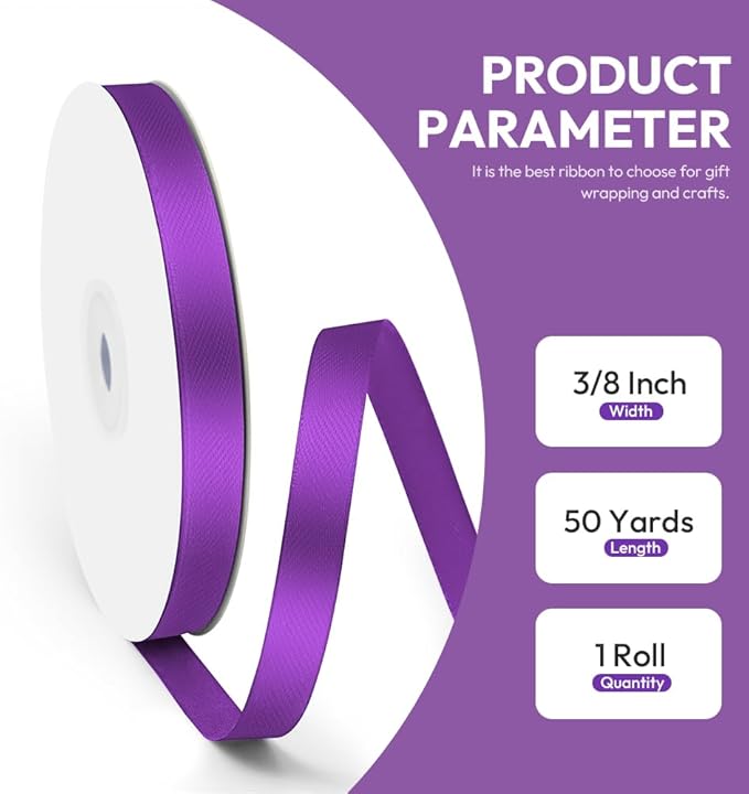 3/8" x 50 Yards Satin Ribbon - Image 2