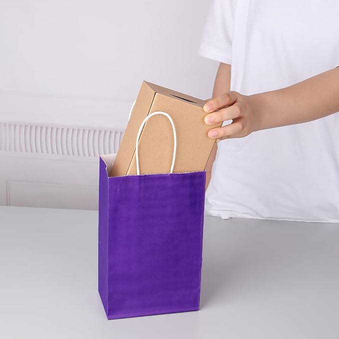 Oikss 50 Pack 5.25x3.25x8.25 Inch Small Purple Kraft Paper Bags - Image 7
