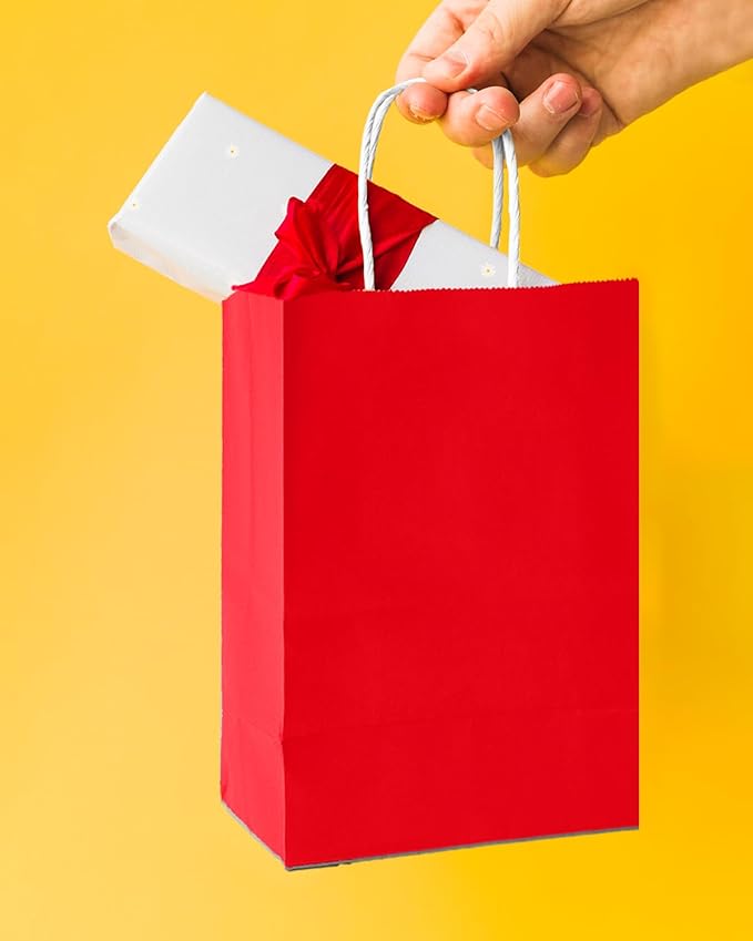Bakepacker 100 Pcs Red Mini Paper Gift Bags - Image 5