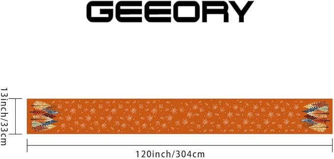 GEEORY Fall Watercolor Trees & Maple Leaves Table Runner 13x120 Inch, Rustic - Image 3