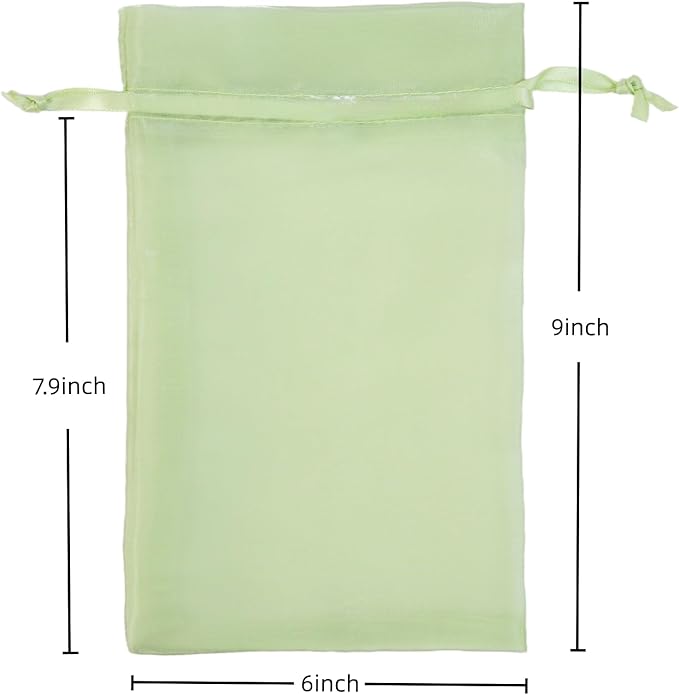 QIANF 20 Pcs Light Green Organza Bags 6X9 inch - Image 3