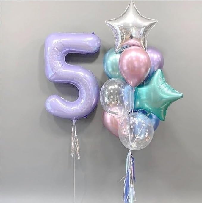 Lilac 40 Inch Large Number 5 Birthday Balloon, Five 5th 15 25 35 50 55 Birthday - Image 4