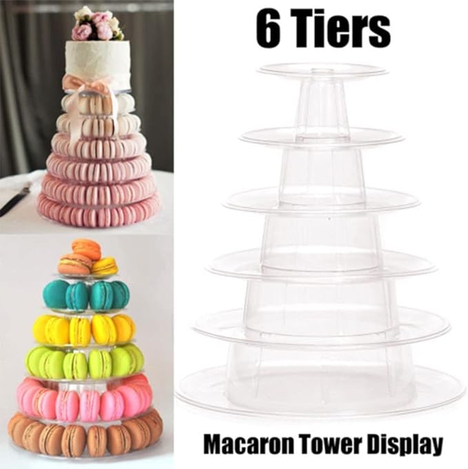 6 Tiers Round Macaron Tower Stand Plastic Transparent Cake Stand Macaron - Image 8