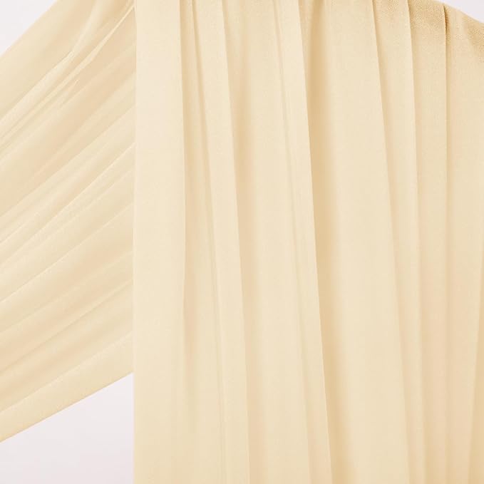 Socomi Champagne Sheer Wedding Arch Draping Fabric 29" x 20Ft 4 Panels Outdoor - Image 5