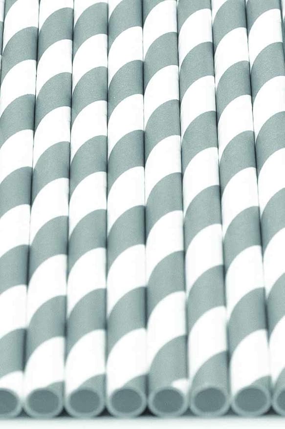 Pack of 150 Gray Swirls Biodegradable 4-Ply Paper Drinking Straws - Image 3