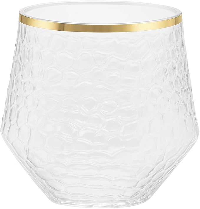 48 Pack Ribbed Origami Ripple Plastic Glasses 24 9oz Stemless Champagne Flutes - Image 2