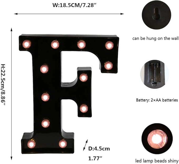 OYCBUZO Light Up Black Alphabet Marquee Letters Sign LED Marquee Number Lights - Image 5