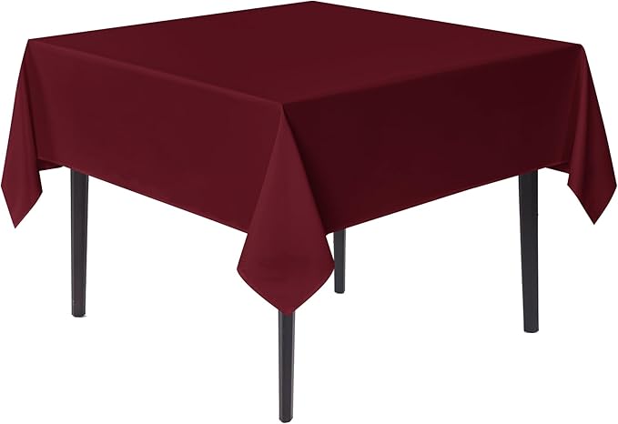 sancua Square Tablecloths 85x85 Inch Burgundy by sancua