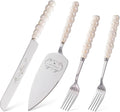 Wedding Cake Knife and Server Set, Ceramic Pearl Handle Cake Cutting Set by iooiluxry
