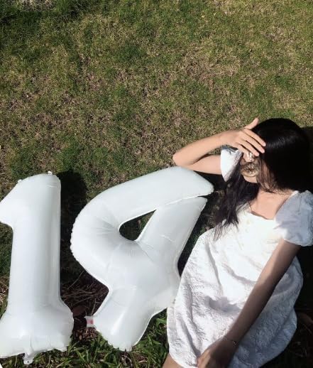 40 Inch White Large Number 4 Birthday Balloon, Giant Number Four 14 24 34 40 44 - Image 5