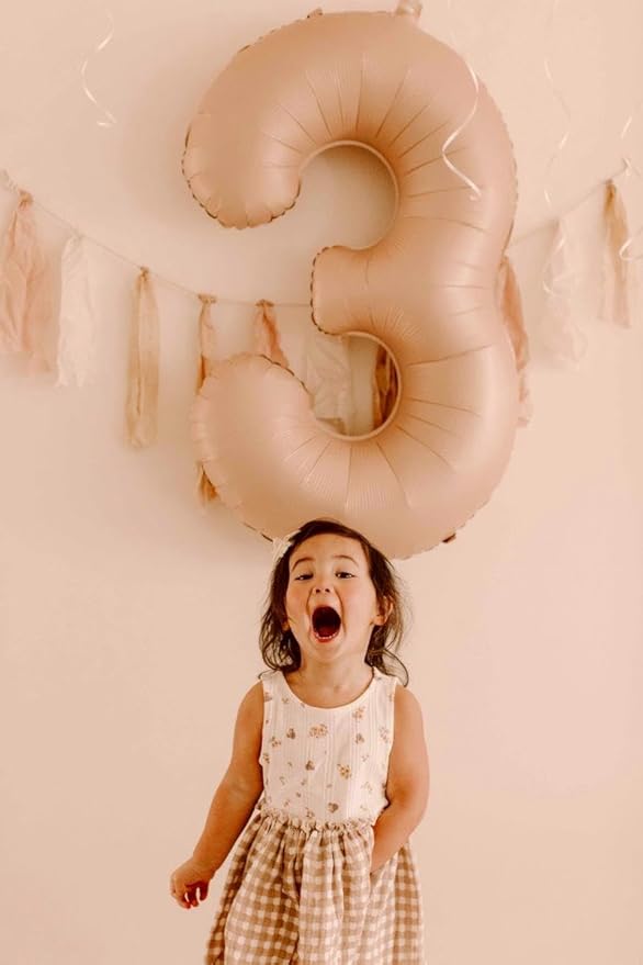 40 Inch Light Brown 3 Large Number Balloon, 3 13 23 30 33 36 Light Brown - Image 4