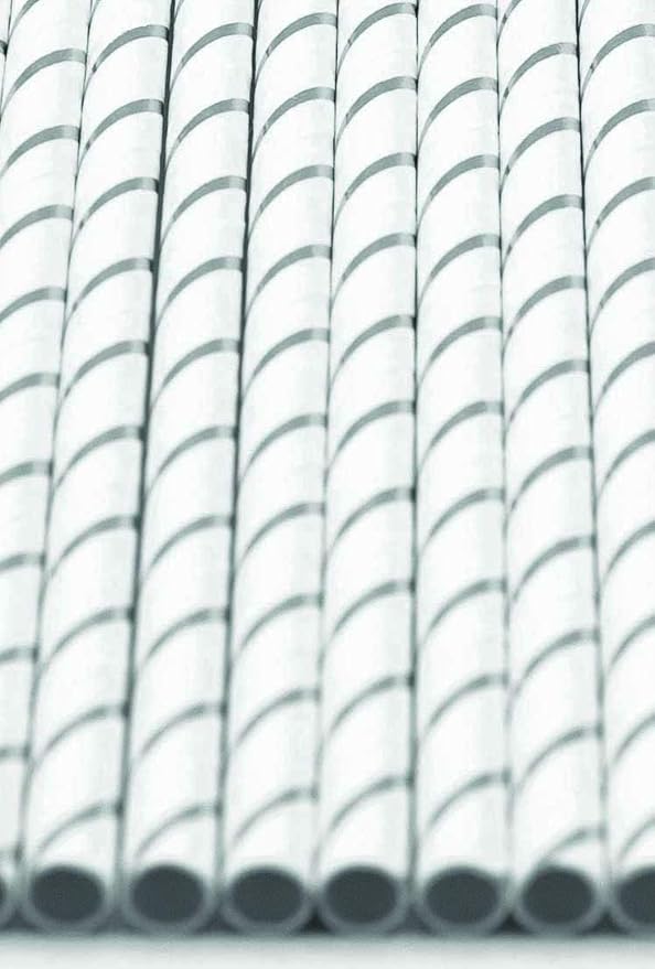 Pack of 150 Silver Foil Stripes Biodegradable 4-Ply Paper Drinking Straws - Image 3