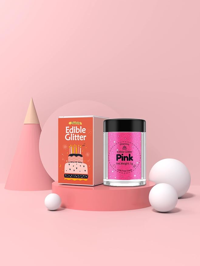 Shanlinly Pink Edible Glitter for Cakes Drinks - Image 4