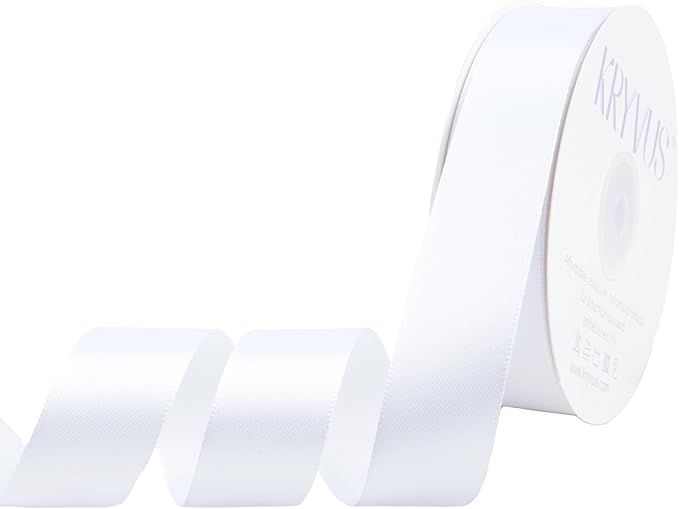 White Satin Ribbon 1 inch X Continuous 50 Yards, Single Face Polyester Ribbon by Kryvusribbon