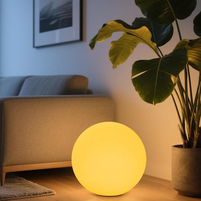 14-in LED Ball Light, Rechargeable Outdoor Globes Light Dimmable RGB Color - Image 6