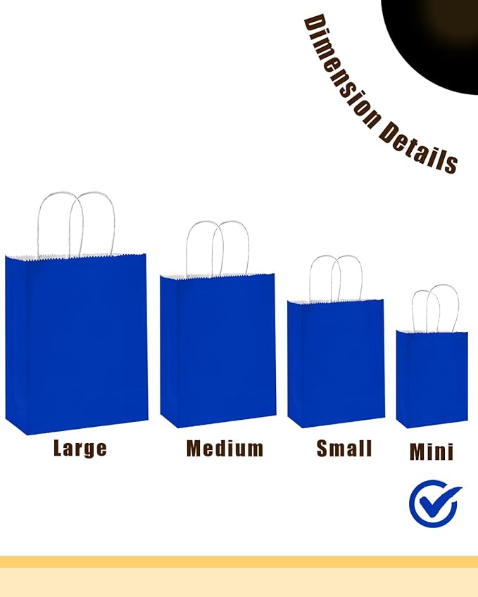qiqee 50-Packs Diamond Blue Paper Gift Bags - Image 4