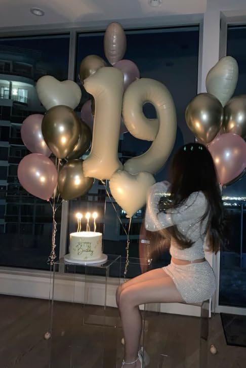 Cream White 1 Number Balloon 40 inch, Number 1 Birthday Balloon - Image 4